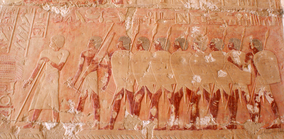 Egipscy żołnierze pod wodzą Nehesa w Puncie, ściana południowa, fot. F. Taterka